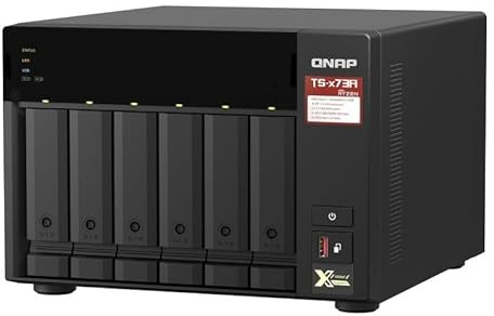 QNAP TS-673A Station turbo NAS 6 baies (AMD Ryzen™ Embedded V1500B 4-Core/8-Thread 2,2 GHz, 8 Go DDR4 RAM 2 x RJ-45 2,5 GbE LAN), 48 To avec 6 disques durs WD Red Plus 8 To