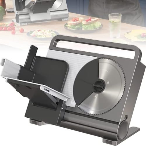 PLABNK Electric Slicer Meat Slicer, Foldable Tomato Ham Watermelon Pie Vegetable Slicer,Thickness Meat Grinder Safe,Slice thickness: 1-15mm,Silver