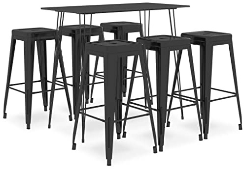 CKioict Eckbank esszimmer Küchen möbel Esstisch-Set 7-TLG. Bar-Set SchwarzGeeignet für Wohnzimmer Küche Büro