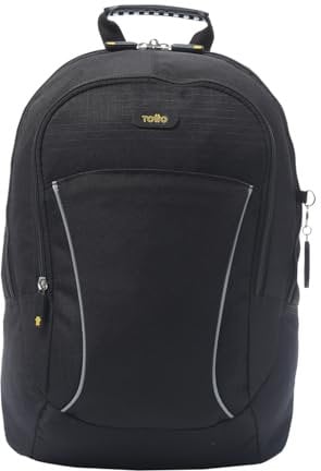 TOTTO - Mochila para Ordenador Portátil de 14 Pulgadas, Modelo Arvar 2.0, Capacidad 22 L, Bolsillo Secreto, Argollas para Candado, Espaldar Ergonómico con Flujo de Aire, Correas en S, Color Negro