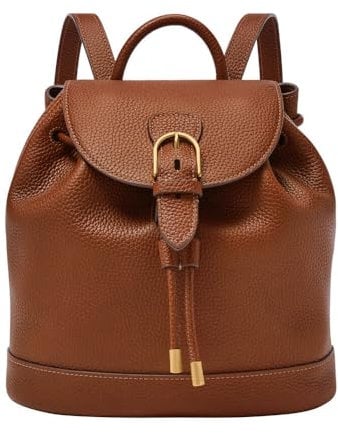 Fossil Everleigh Leder oder Baumwolle Handtasche für Damen, Kaffeebraun