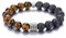Zysta Edelstein Armband Tigerauge Lavastein 10mm Perlenarmband Stretch Echte Steine Armband für Herren Damen
