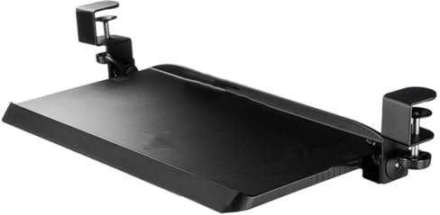 Large Keyboard Tray Under Desk with 30° Tilt Pull Out Sliding Keyboard Mouse Drawer and C Clamp Computer Keyboard Stand Ergonomic Table Extender Platform with Adjustable Keyboard Holder