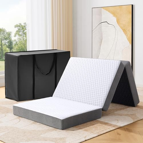 Autsel Klappmatratze 80x195x15cm 3-teilige Faltmatratze Camping Matratze Gästebett Bodenmatratze Gästematratze Feldbett Klappbett