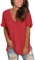 Voqeen Oversized T-Shirts for Women Tops Short Sleeve V Neck Basic Summer Tee Tops Ladies Solid Casual Loose Shirts Red