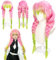 AUNGKWANG Anime Kanroji Mitsuri Cosplay Perücke für Damen, Rosa Grün Perücke Charakter Verkleiden Lange geflochtene Perücke Passend, Mitsuri Cosplay Wig für Mädchen Halloween Karneval Kostüm Party