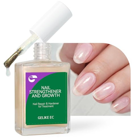 Gelike ec Nagelhärter Wachstums Nagel Rillenfüller: Perlglanz Weiß Nagelverstärker Reparatur für Dünne Beschädigte und Brüchige Nägel 15ml
