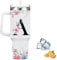 FOLAI Travel Mug,Drink Flasks for Hot & Cold,Stainless Steel Double Wall Vacuum Insulated Coffee Water Bottle, 40oz Tumbler with Straw and Lid Handle,Letter Printed Personalised Gifts(A)