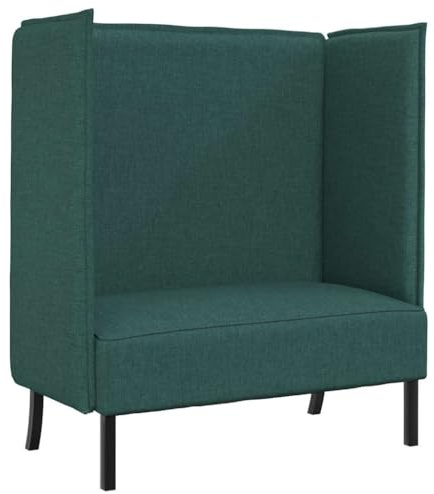 vidaXL Hoher Rücken Sofa 101cm Dunkelgrün Stoff, Moderner, langlebiger 2-Sitzer Sofa, minimalistischer Hochlehner, platzsparendes Möbel für Büro und Empfangsbereiche