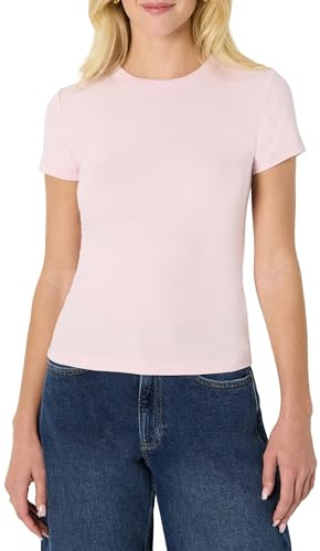 Amazon Essentials Camiseta de Manga Corta Acanalada y Elástica de Corte Ajustado Mujer, Lila Pastel, L