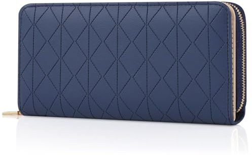RRANCharltu Portefeuille Femme Grande,Porte Monnaie Femme,Bleu Saphir | Portefeuilles et Porte-Cartes,Long Format,Simili Cuir,Grand Compartiment à Pièces à Fermeture Éclair,Fenêtre ID,Cadeaux