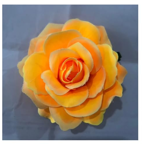 Lot de 2 épingles à cheveux en tissu floqué for coiffure mariée, motif rose rouge pour Mariage de Mariée Femmes(A-yellow)