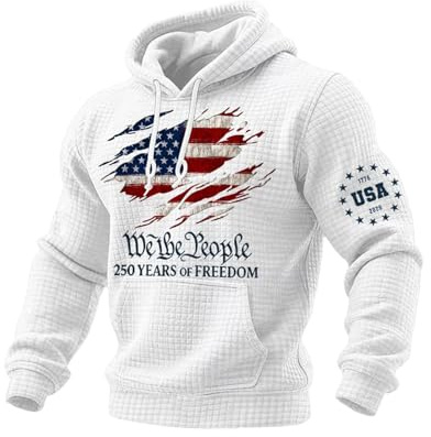 Zanisouta Usa Jacke Herren Oversize Hoodie Flagge Druck Sweatshirt Mit Kapuze Pullover Gedruckt Kapuzenpullover Basic Kapuzenpulli Casual Männer Sweatjacke Outdoor Freizeithemd