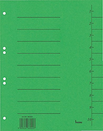 Bene 98300 Trennblätter, A4, Inhalt 50 stück, grün