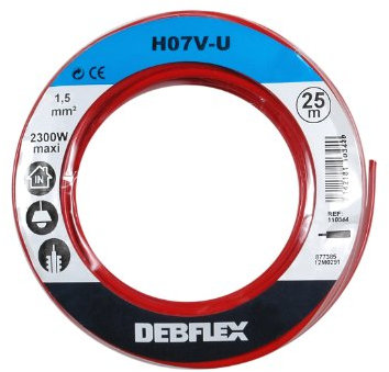 Debflex 110344 - Bobina (HO7V-U 1,5, 25 m), color rojo