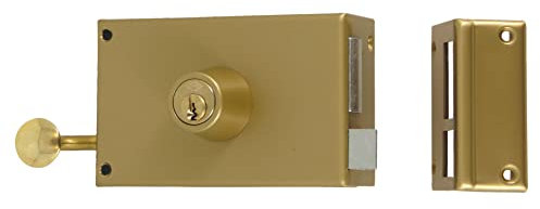 Serrure en applique bronze droite à tirage - Clé I - Axe à 70 mm - Véga - JPM