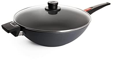 Woll Diamond Lite Wok- und Rührpfanne mit Deckel - Induktiv -, Ø 34 cm, 11 cm hoch - Geeignet für alle Herdarten, Aluminiumguss, Antihaft-Versiegelung, backofenfest, anthrazit