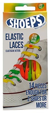 Shoeps Elastic Laces, 14 pieces - Glow in the Dark - Multi-Colour, Regular