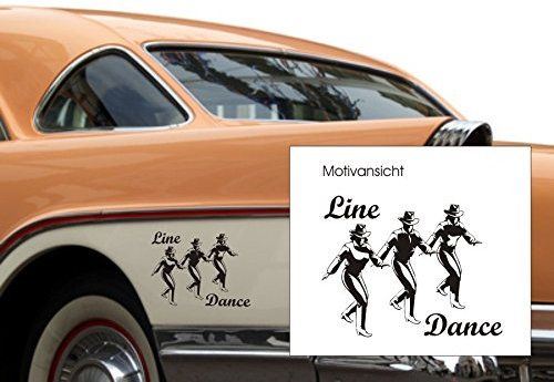 blattwerk-design KFZ-Aufkleber, Autoaufkleber - Line Dance - Dance, Tanzen, Musik, Music (M070 Schwarz, 270 mm x 210 mm)