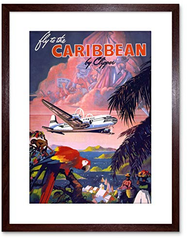 Wee Blue Coo TRAVEL TOURISM CARIBBEAN PLANE TROPICAL ISLAND NEW FRAMED PRINT F97X7016