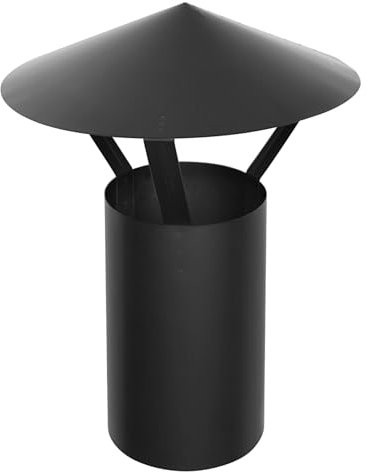 raik Ofenrohr/Rauchrohr-Stutzen 150 mm Durchmesser mit Regenhaube FAL 0,6 mm Stärke Schwarz 130120013