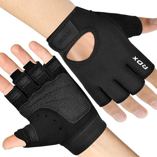 RDX Gants de Musculation pour Hommes Femmes, Ventilation Respirante avec Entraînement de Gym avec Demi-Doigt, Bonne Prise en Main, Fitness HIIT Entraînement, Bodybuilding Haltérophilie, Cyclisme