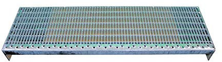 Einpress Treppenstufen Maschenweite 30x10 MW30/10 verschiedene Maße feuerverzinkt mit Antrittskante (800 x 270 mm)