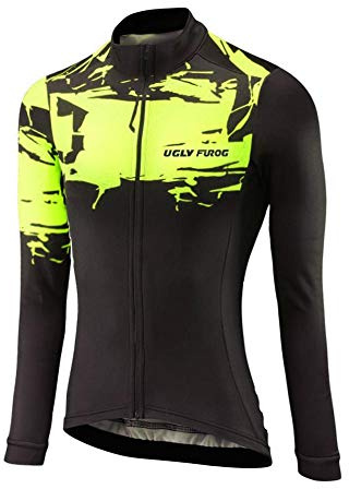 UGLY FROG Damen Langarm Radtrikot Outdoor Sports Slim Fit Full Zip atmungsaktiv und Schnell Trocknend