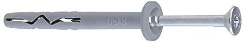 KLIMAS Tacos de montaje rápido con cuello, tacos de 6 mm, juego de 100 tacos de impacto, cabeza avellanada de 6 x 80 mm, cuello cilíndrico