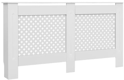 vidaXL Heizkörperverkleidung Heizungsverkleidung Heizkörperabdeckung Heizung Abdeckung Heizkörper Weiß 152x19x81,5cm MDF mit mattem Finish