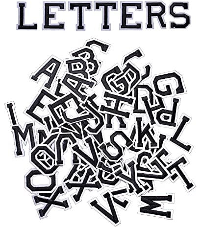 AXEN 52pcs Alphabet A to Z Patches, Iron on Sew on Letters for Clothes, Classic Black