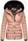 Navahoo Milianaa Veste d'hiver matelassée chaude pour femme avec capuche amovible en fourrure synthétique Tailles XS à 3XL, rose, S
