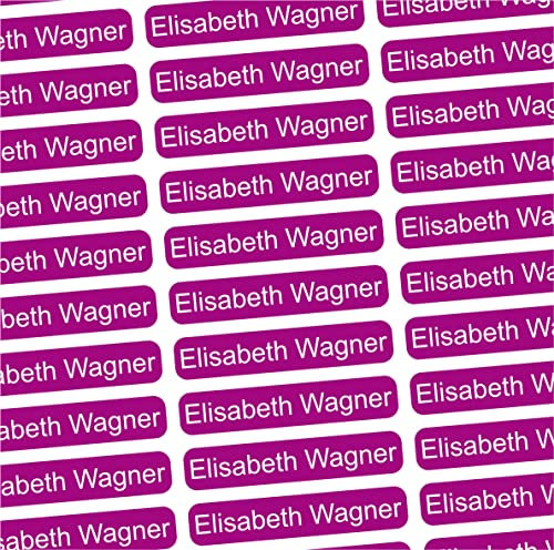 Namensaufkleber Erwachsene Altenheim, Pflegeheim & Krankenhaus - 36x7 mm - 150 Sticker personalisierte Namensetiketten für Eigentum, Bücher, Möbel, Hausschuhe, Brillenetui, Gehstock - lila