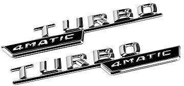 WWFAN 2 stücke Turbo 4 Matic Side Fender Aufkleber für Mercedes Benz AMG A B C E S S G Klasse CLA CLK GLA GLB GLC GLE GLE GLK GLS GT Autostil (Color Name : Silver)