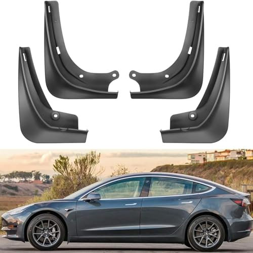 BASENOR 2019-2023 Tesla Model 3 Schmutzfänger Spritzschutz Kotflügel Kein Bohren Kein Klebeband Schmutzfänger Allwetterschutz Kotflügel für Model 3 Außenzubehör (4er Set)