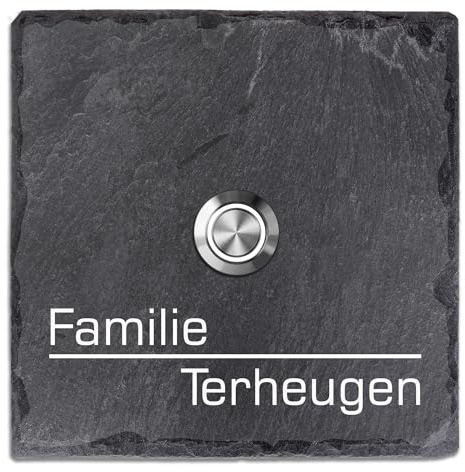 Tomtec Türklingel Schiefer Haustürklingel Klingelplatte Schiefer Klingelschild Design Tomtec 100x100mm