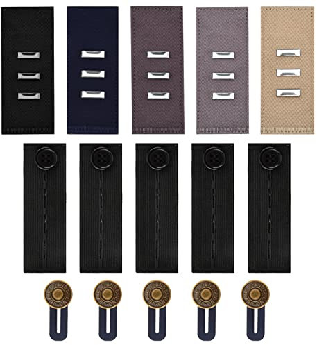 Dacitiery 15 Pack Pants Waist Extenders, Adjustable Elastic Waistband Button Extenders for Women & Men Jeans, Skirts, Trousers