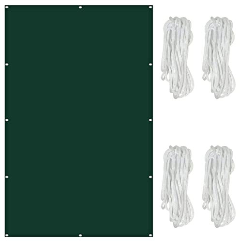 GUOGAI Toile d'ombrage 4x7M Tissus Déperlant Rectangulaire Toile pour Pergola avec Le Kit de Fixation pour Jardin, Terrasse, Balcon, Vert Foncé, 22622