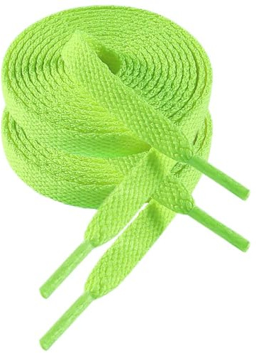 VSUDO 60 cm Lacets Chaussures Vert Fluo Plats de Baskets, 8mm Neon Green Sneaker Shoelace, Lacets Sport de Remplacement pour Femme ou Homme (2 Paire-Vert Fluo-060cm)