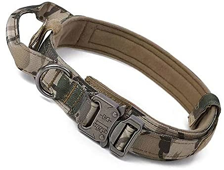 S.Lux Tactical Hundehalsband mit Griff, einstellbare Ausbildung militärische Hundehalsbänder Schnellverschluss Heavy Duty Metallschnalle für mittlere große Hunde
