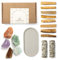 BESOULS Kit Premium “Los Sueños se Hacen Realidad” –8 Palo Santo para Quemar,2 Salvia Blanca, 5 Piedras Mágicas + QR Contenido Digital – Limpieza Energética, Amuleto Buena Suerte (Los Sueños Realidad)