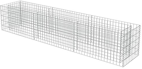 XIAOGUANG Gabionen-Hochbeet, Palettenrahmen, Hochteich, Gemüsebeet, Kräuterregal Balkon, Blumenbeet, Kräuterspirale, Tomatenbeet, Pflanzhochbeet, Verzinkter Stahl 270×50×50 cm