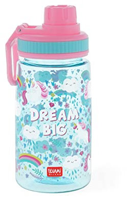 Legami - Borraccia per bambini, Leggera, Chiusura ermetica, Senza BPA, 400 ml, Tema Unicorn