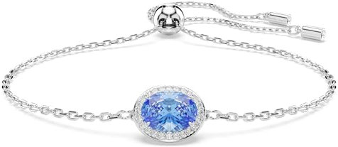 Swarovski Constella Armband, Blaues und Rhodiniertes Damenarmband mit Filigraner Kette und Strahlenden Swarovski Kristallen