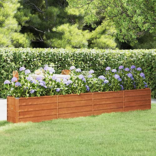 XIAOGUANG Pflanzkübel, Blumentopf Gross, Blumenkasten Balkon, übertopf, Pflanzkasten, Flowerpot, Kräuterbeet Für Die Küche, Vertikalbeet, Pflanzbehälter, Grau 320x40x45 cm Kortenstahl