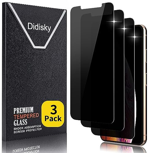 Didsky Lot de 3 Protecteur Verre Trempé Anti-Espion pour iPhone XS Max 6.5'', iPhone 11 PRO Max, Facile à Installer, résistance aux Rayures, Dureté 9H, Pas de Bulles, Haute définition