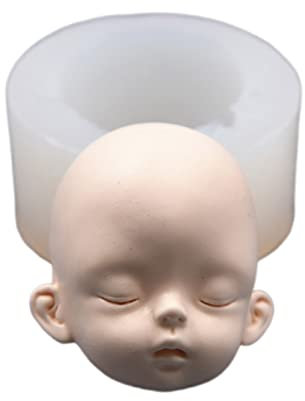 Cuawana 3D-Silikonform mit Puppenkopf, Babygesicht, handgefertigt, Seife, Ton, Gips, Fondant, Schokolade, Kekse, Zucker, Bastelform