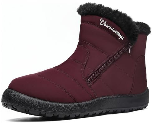 Vunavueya Stivali Donna Stivaletti Invernali Scarpe da Neve con Imbottitura Calda Stivali alla Caviglia Caldo Boots Scarpe Rosso 40.5 EU_260