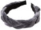 Damen Samt Haarreif Breit Haarband Geflochten Stirnband Vintage Haarreifen Haarschmuck Haarzubehör Verdrehtes Geknotetes Stirnband für Frauen Mädchen für den täglichen Gebrauch,Grau
