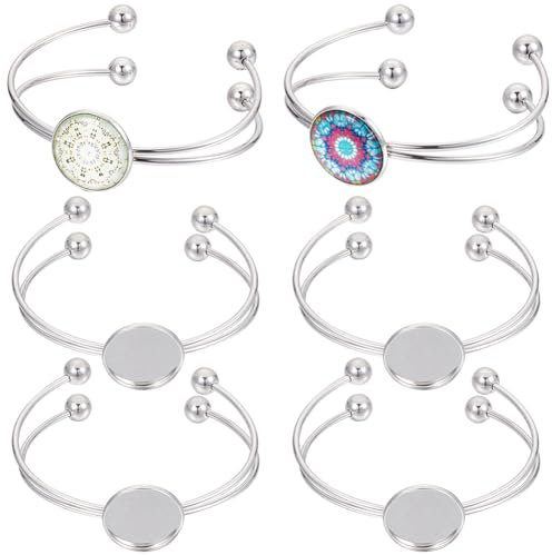 SUNNYCLUE 8 Stück Cabochon Armband Rohlinge Armband Cabochon Fassung 304 Edelstahl Rohlinge Für Armreifen Cabochon Lünette Tablett Rohling Rohling Manschettenarmbänder Für Schmuckherstellungs Kits DIY